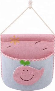 Opberger voor kinderen | Opberg net | opslagzak | Muurzak | wandzak | deurzak | Wall Organizer | walvis roze - blauw | Opbergzak - organiser voor aan de muur | Katoen | Kinderkamer Muurdecoratie | 24 x 24 cm