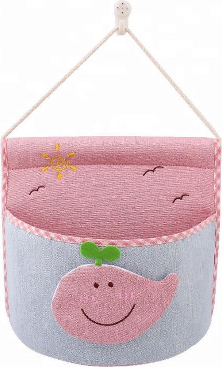 Opberger voor kinderen | Opberg net | opslagzak | Muurzak | wandzak | deurzak | Wall Organizer | walvis roze - blauw | Opbergzak - organiser voor aan de muur | Katoen | Kinderkamer Muurdecoratie | 24 x 24 cm