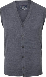 MARVELIS heren vest mouwloos - wol - V-hals - antraciet grijs melange -  Maat: 3XL