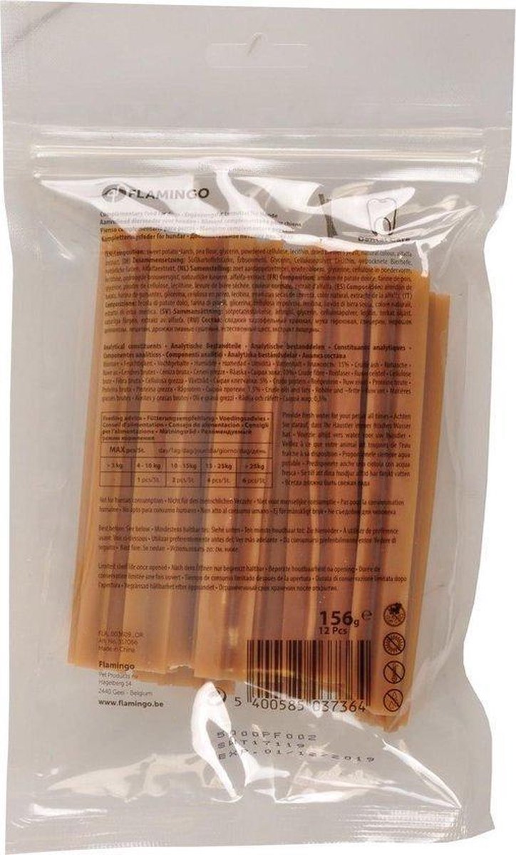 Flamingo hondensnack Veggiestaaf natuur 12cm 12pc