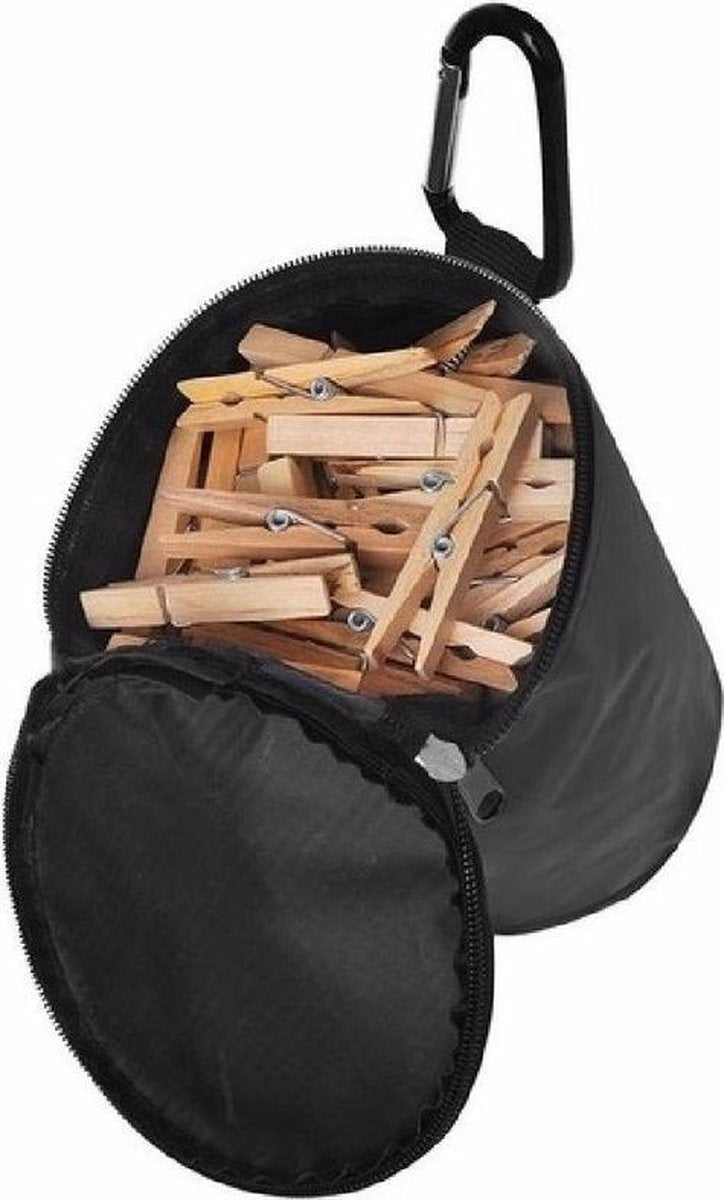 Wasknijperzak met karabijn en 100 houten knijpers - knijperzak