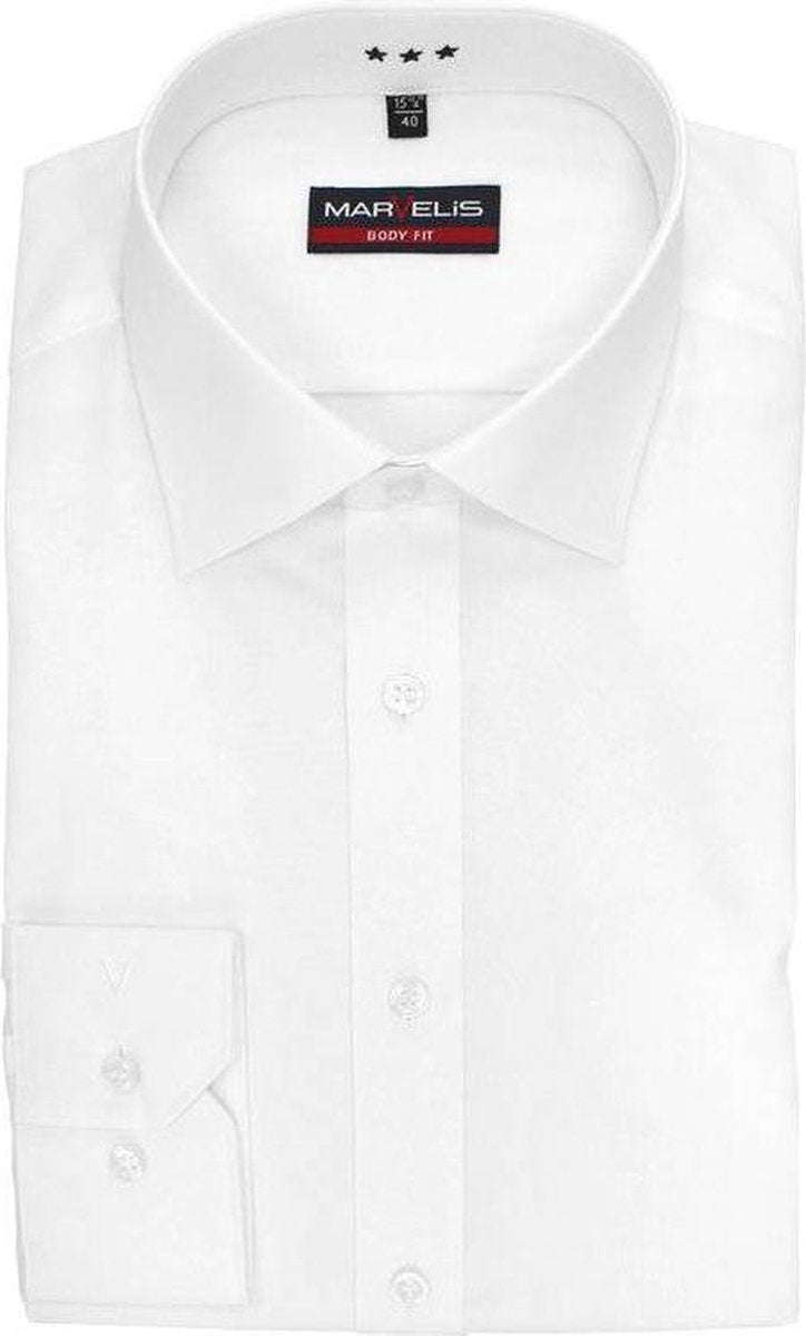 Marvelis strijkvrij overhemd body fit wit (6799-64-00N)