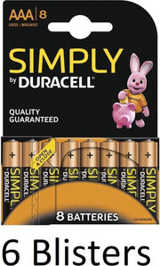 48 stuks (6 blisters a 8 st) Duracell AAA Batterijen