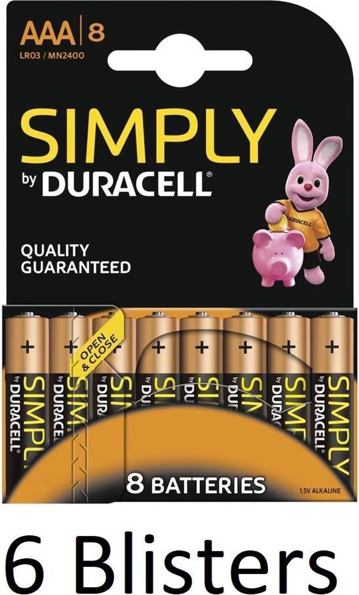 48 stuks (6 blisters a 8 st) Duracell AAA Batterijen