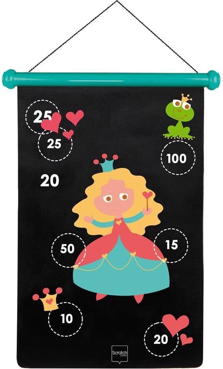 Scratch Spel - Darts Prinses magnetisch - 36x70 cm - 2-zijdig bedrukt