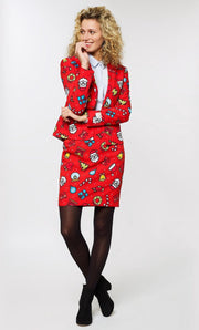 OppoSuits Dashing Decorator - Vrouwen Kostuum - Gekleurd - Kerst - Maat 46