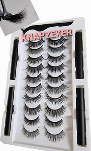KNAPZEKER S03 Magnetische Wimpers - Nepwimpers - Wimperset Van 10 Wimpers 1 Eyeliner En Pincet - 3D Lashes – Nepwimpers – Fake Magnetic Eyelashes - Wimperextensions