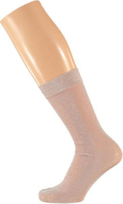 2x paar roze dames party glitter sokken lurex maat 36-41
