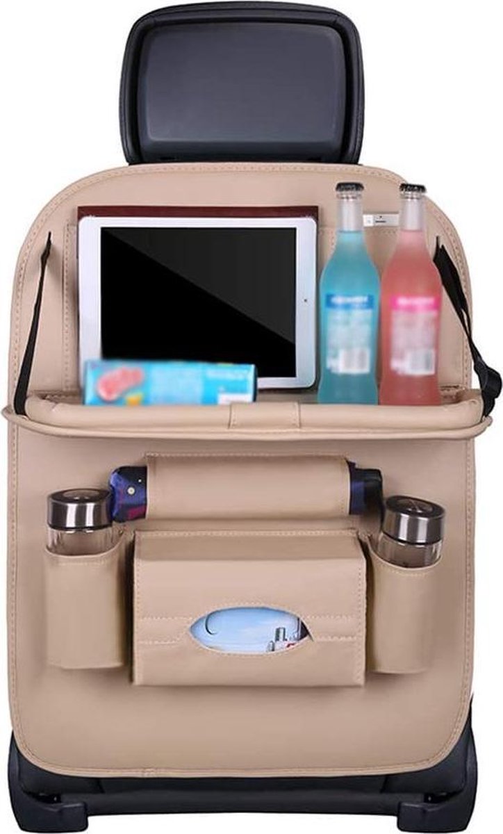 Luxe Auto Organizer met Tablet Houder Autostoel Organiser Achterbank Eettafel Ipad houder voor Kinderen – Beige