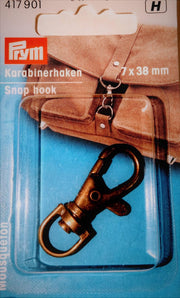 Prym Karabijnhaak oud messing  7/38mm