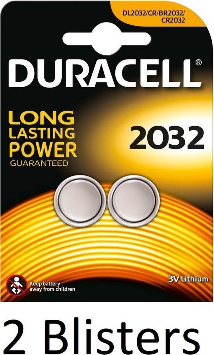 4 Stuks (2 Blister a 2 st) Duracell DL2032 knoopcelbatterij