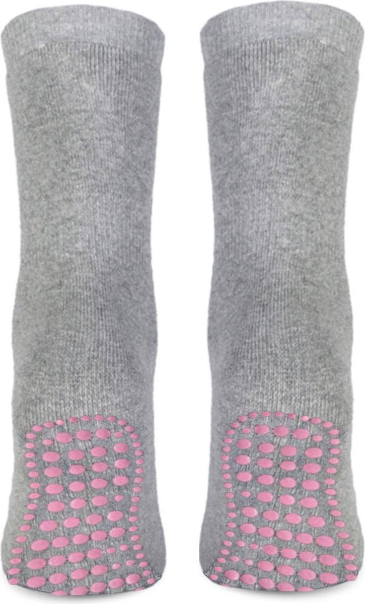 Topsocks huissokken met antislip noppen kleur: grijs maat: 35-38