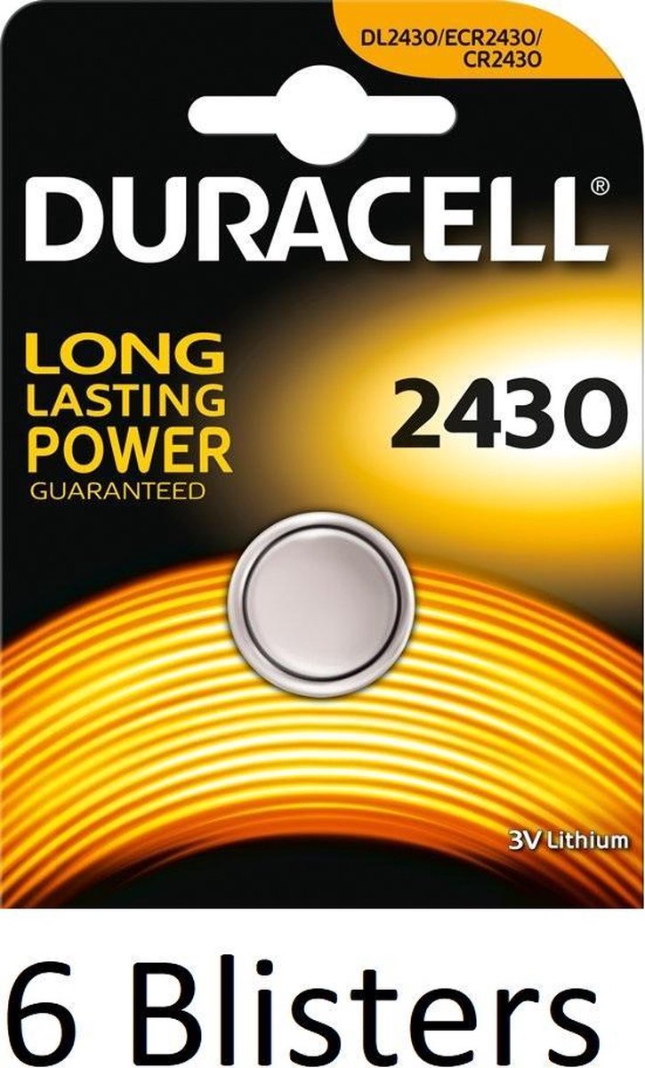 6 Stuks (6 Blisters a 1 st) Duracell Coin Cell 2430 3V Lithium