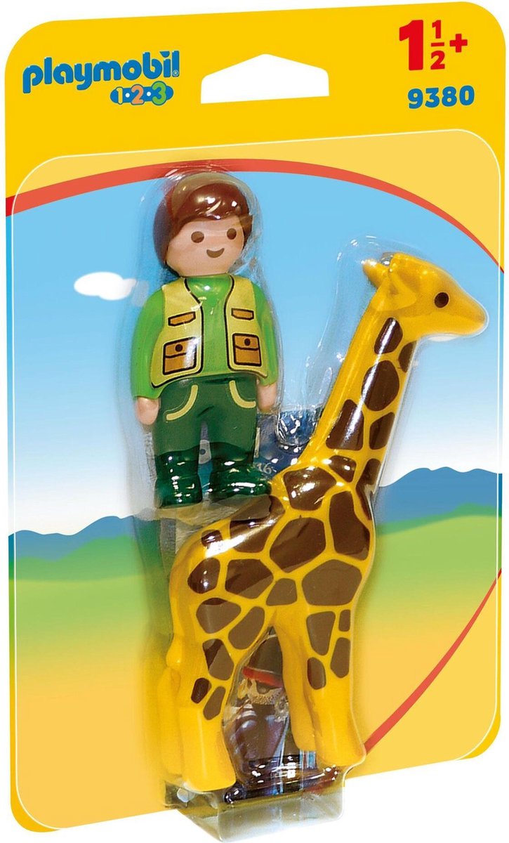 PLAYMOBIL 1.2.3 Dierenverzorger met giraf - 9380