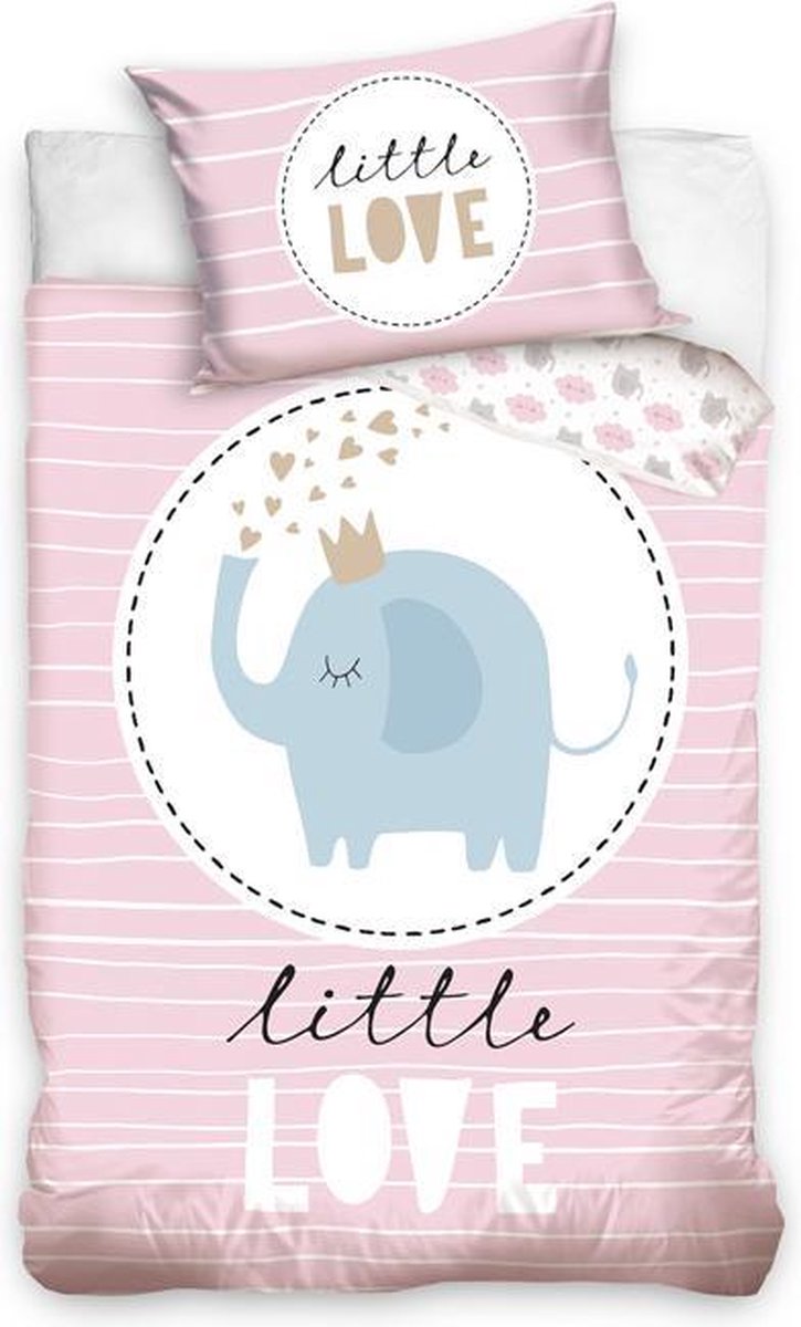 Baby Little Love Dekbedovertrek Olifant - Ledikant - 100x135 cm - Roze