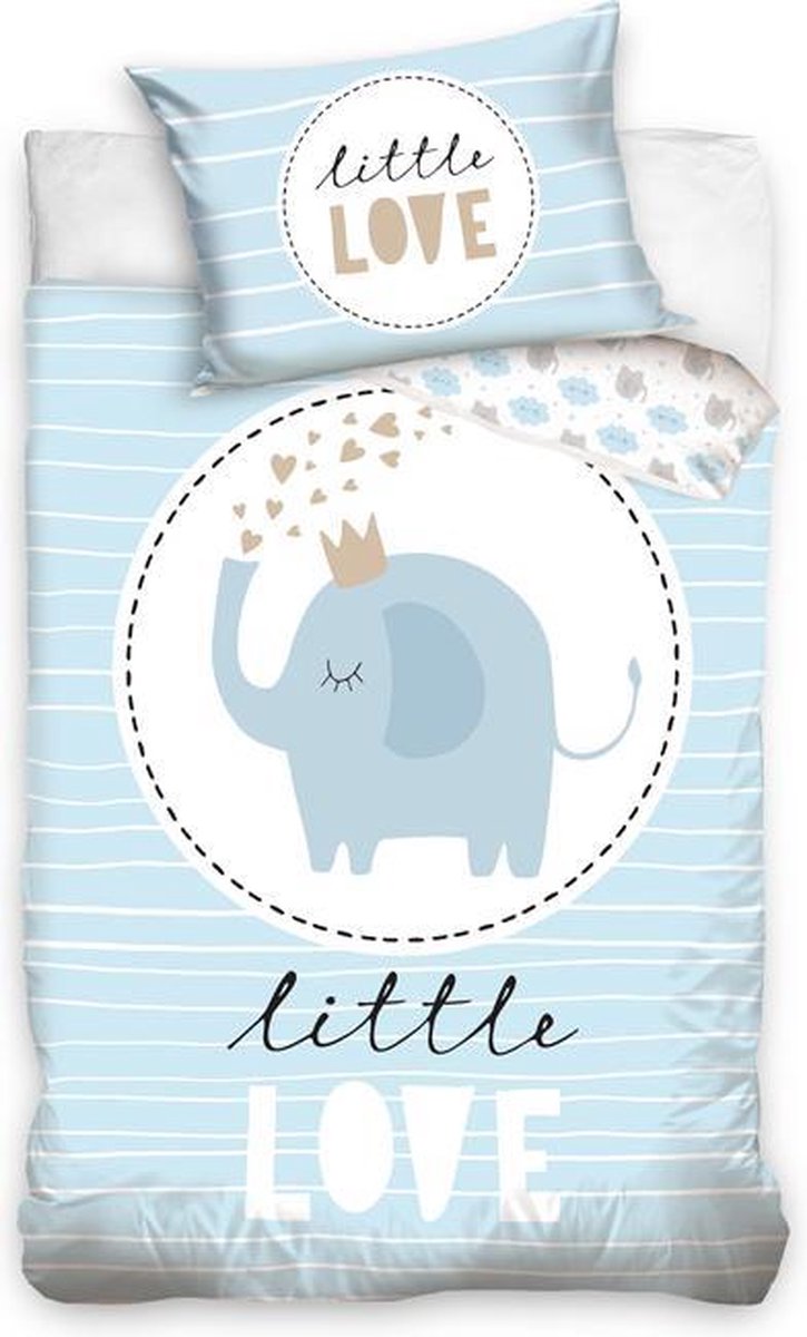 Baby Little Love Dekbedovertrek Olifant - Ledikant - 100x135 cm - Blauw