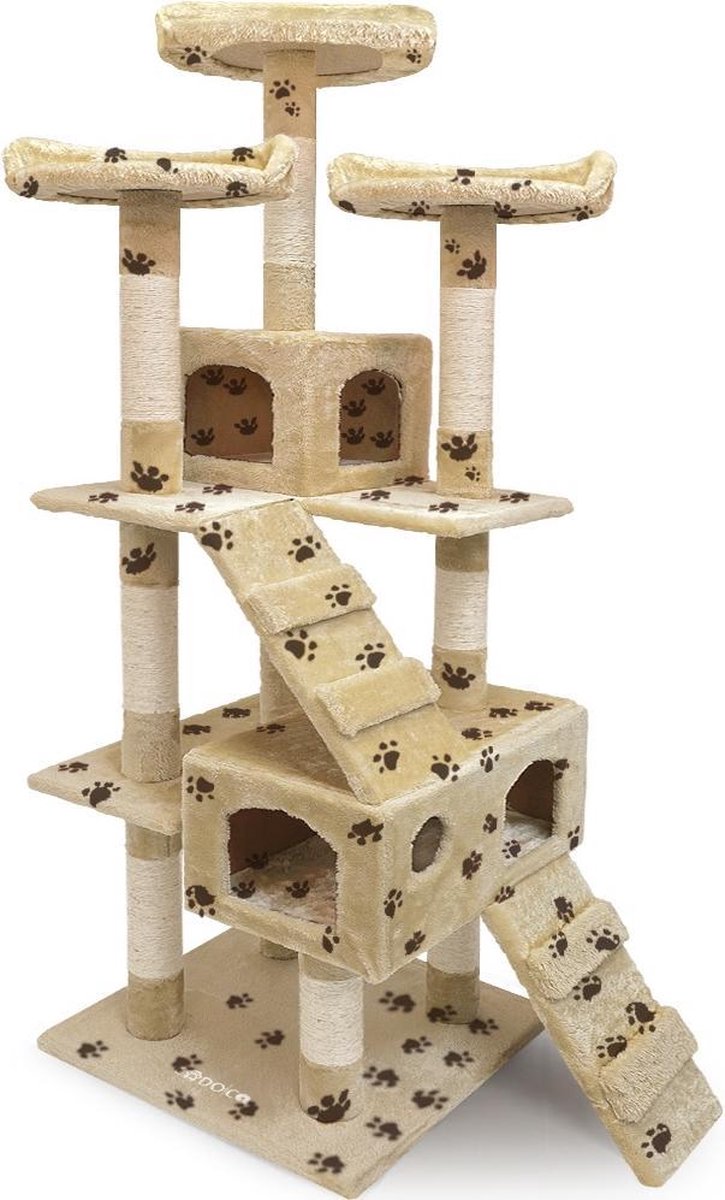 Deuba Kattenboom 175 cm beige met pootpatroon