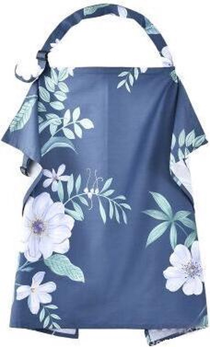 MINIIYOU Voedingsdoek - Borstvoedingsdoek - Inclusief Opbergzakje - Blauw Gebloemd