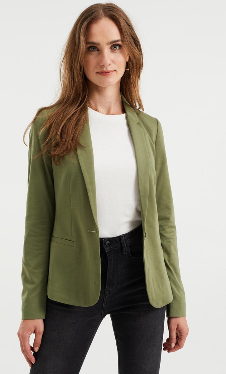 WE Fashion Dames tricot getailleerde stretch blazer