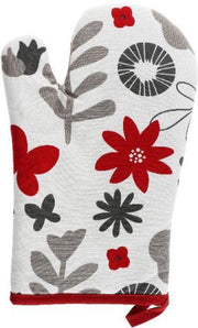 Ovenwant met bloemen - 18x28 cm - met lus - Wit met rood