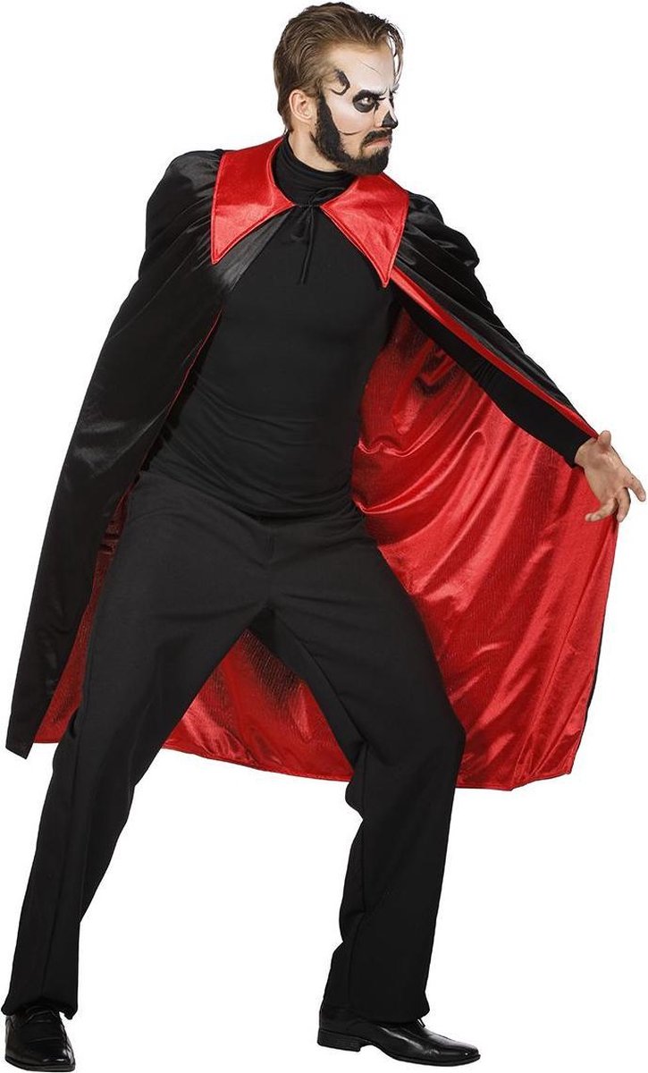 Dracula cape zwart/rood one size