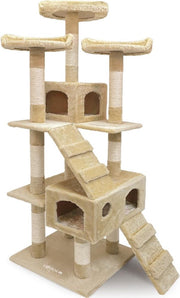 CatLovers Kattenboom XL 175 cm | Kattenhuis - Krabpaal - Krabpalen voor Katten | 5 niveaus | Beige