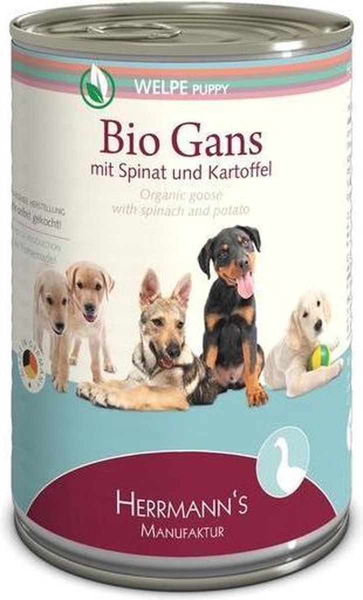 15x Herrmann's Bio Puppy Goose With Spinach 400 gr.
