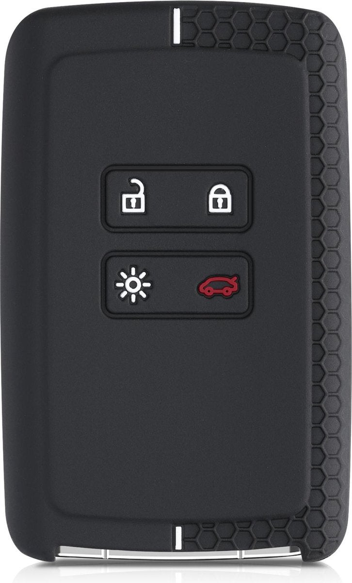 kwmobile autosleutelhoes voor Renault 4-knops Smartkey autosleutel (alleen Keyless Go) - Siliconen beschermhoes in zwart / wit