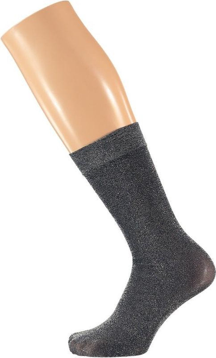 Zwarte dames party glitter sokken lurex maat 36-41