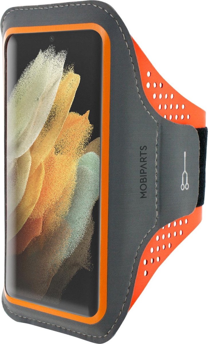 Mobiparts Comfort Fit Sport Armband Samsung Galaxy S21 Ultra Neon Orange