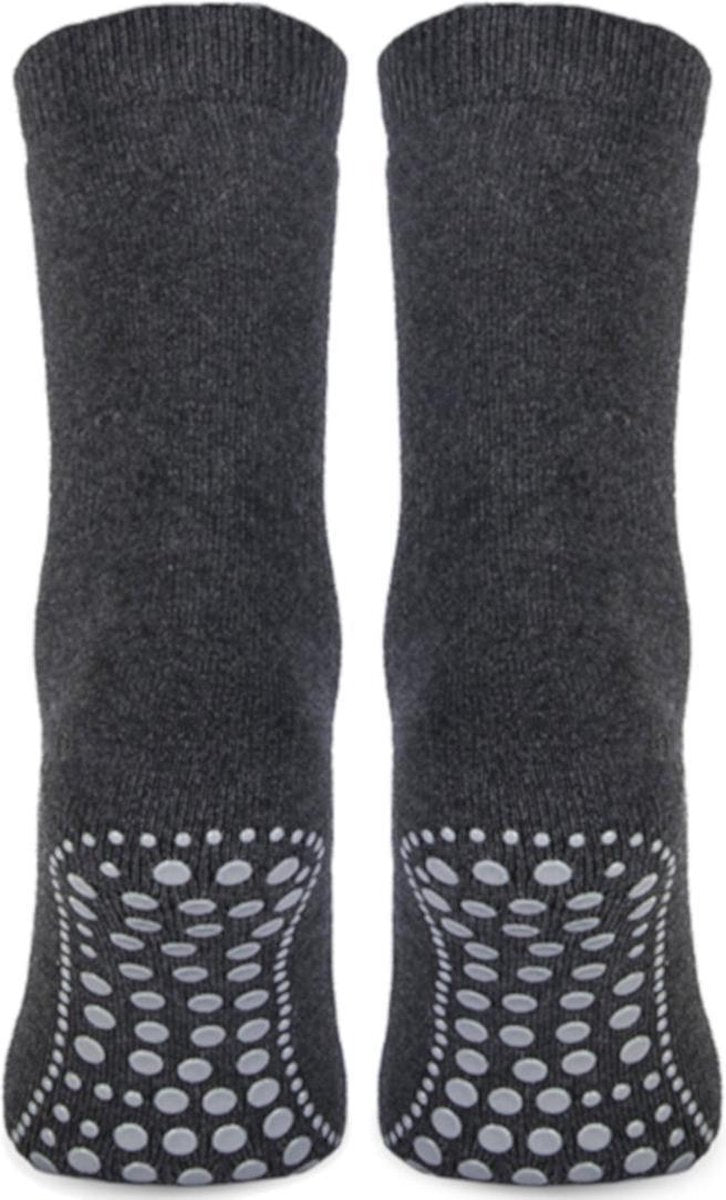 Topsocks huissokken met antislip noppen kleur: antraciet maat: 39-42