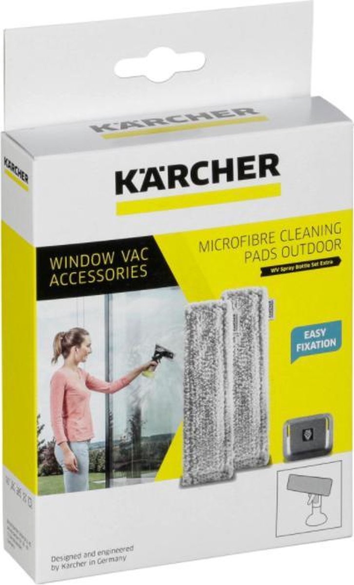 Karcher microvezel reinigingspads grijs - 2 stuks - voor buiten raamwisser WV2 Premium