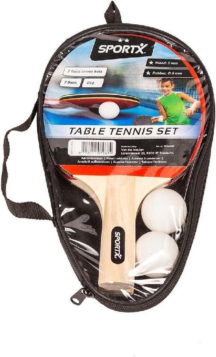 SportX Tafeltennis set incl. Ballen in Tas **