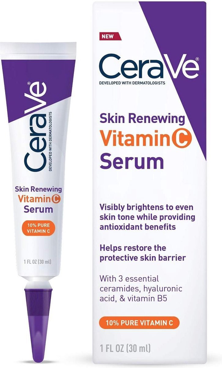 CeraVe Vitamine C-serum met hyaluronzuur | Huidverhelderend serum voor gezicht met 10% pure vitamine C | Geurvrij