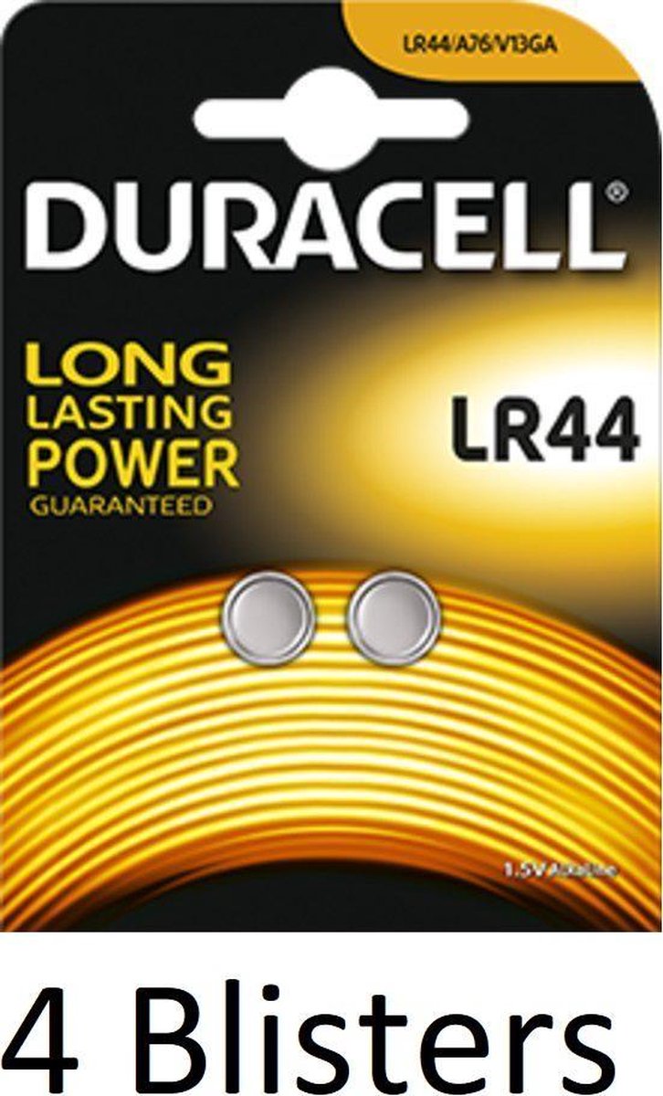 8 Stuks (4 Blisters a 2 st) Duracell LR44 batterij Single-use battery Alkaline