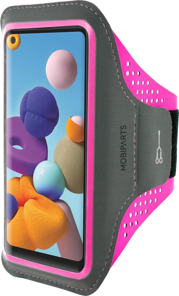 Mobiparts Comfort Fit Sport Armband Samsung Galaxy A21s (2020) Neon Pink