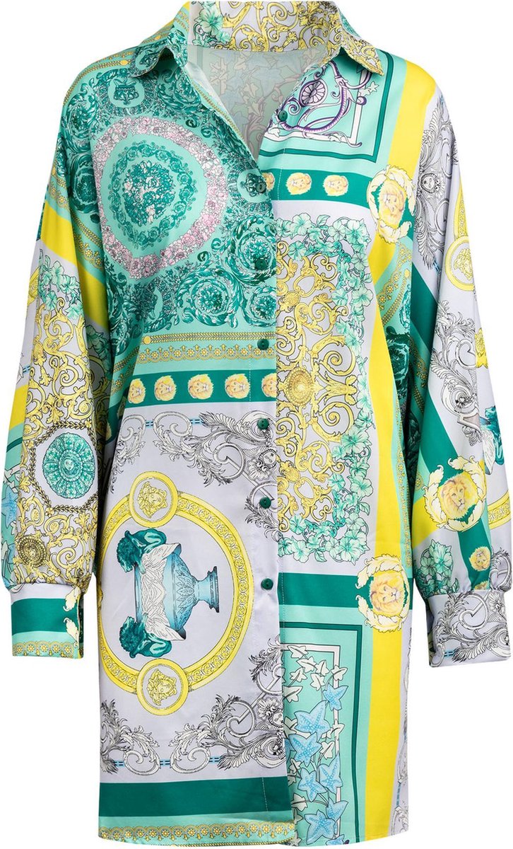 Printed shirt dress green