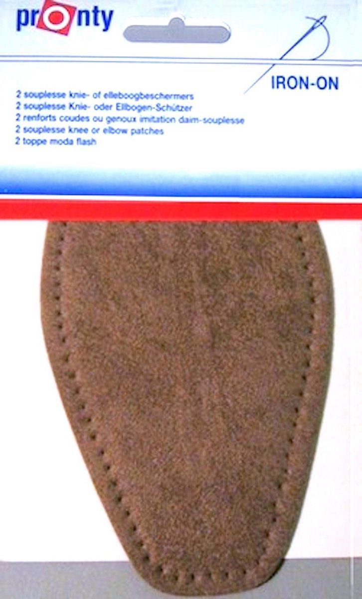 Pronty - 2 opstrijkbare souplesse suede look elleboogstukken licht bruin - pads voor elleboog opstrijkbaar en machinewasbaar