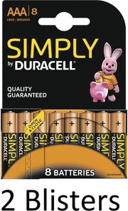 16 stuks (2 blisters a 8 st) Duracell AAA Batterijen