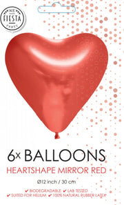 Ballonnen - Hart - Rood - Metallic - 30cm - 6st.