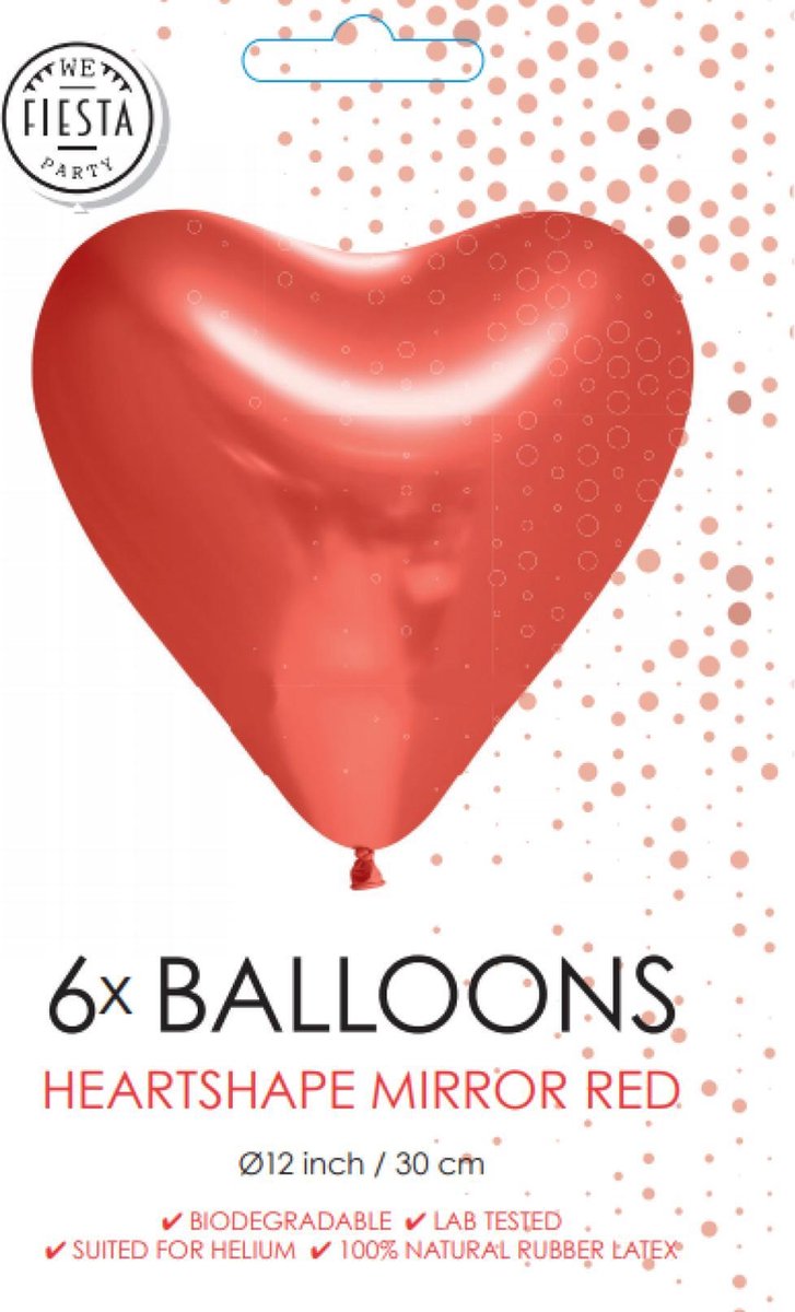 Ballonnen - Hart - Rood - Metallic - 30cm - 6st.