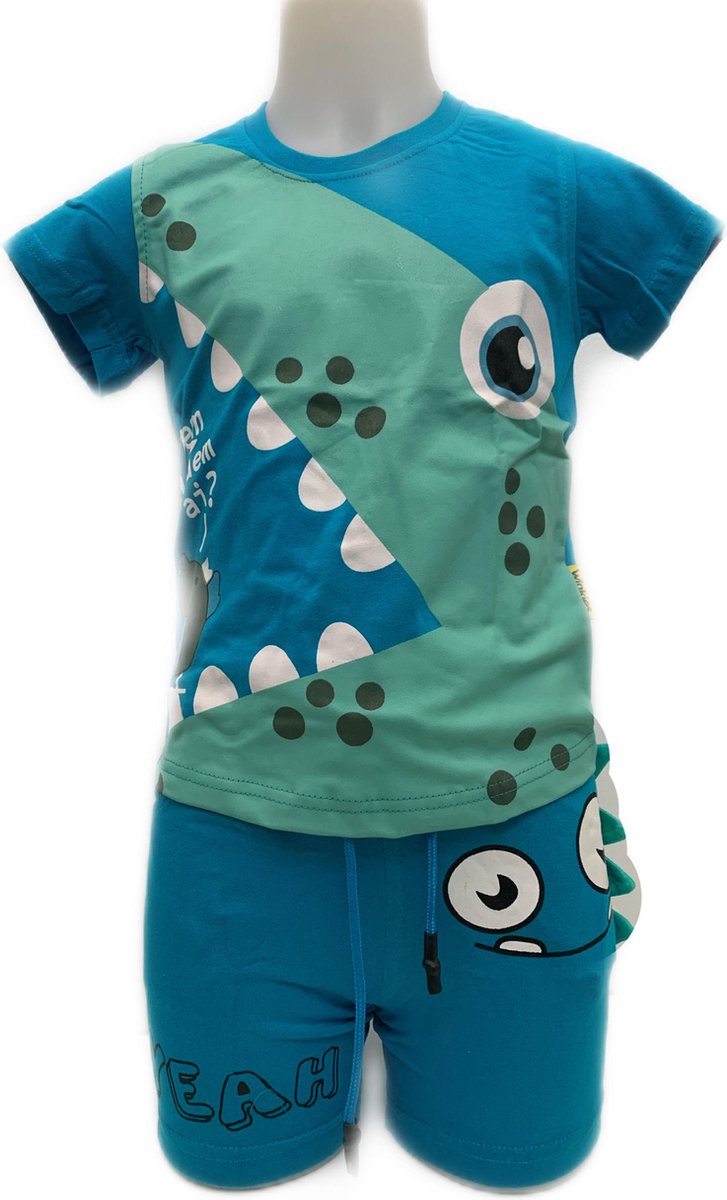 Embrator jongens Zomerset Dino turquoise blauw maat 98/104