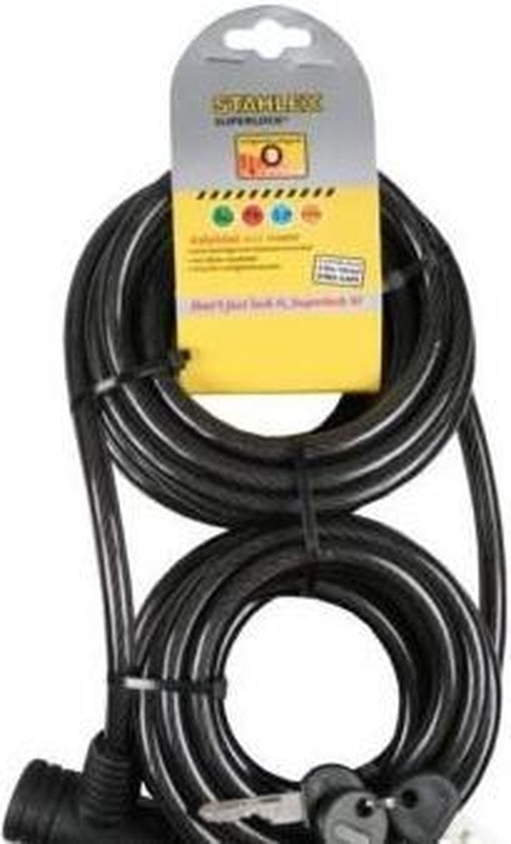 Stahlex Staalkabel Extra Lang 8 meter x 10mm | Geplastificeerd Spiraalvormig Kabelslot | Goed voor bv Horeca