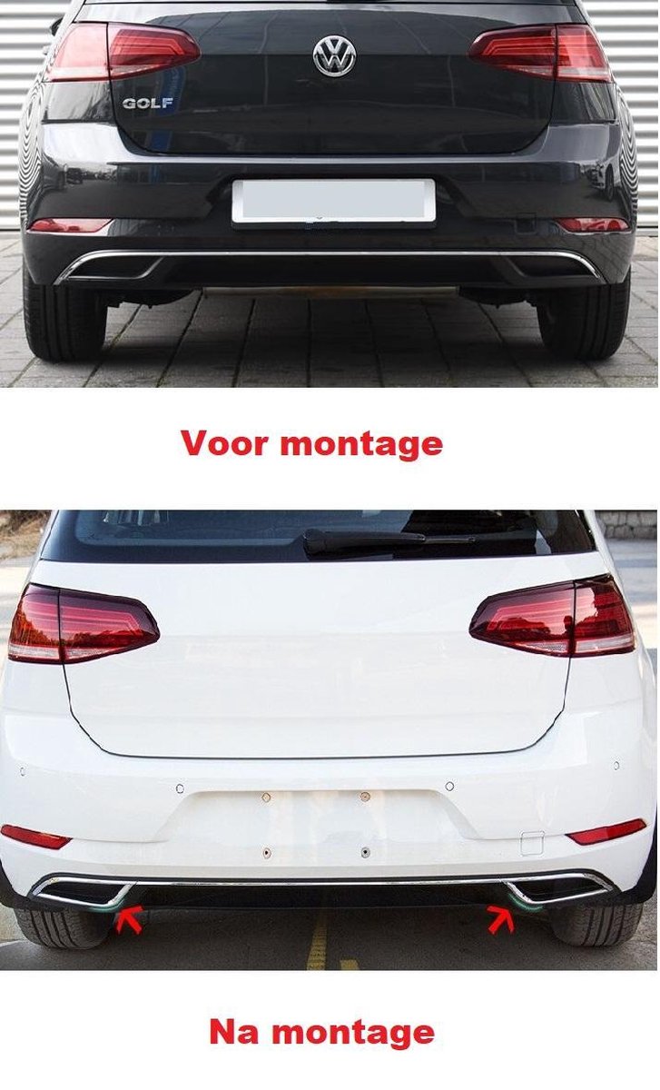 Uitlaat Look Strip Lijst Trim Chrome Geschikt Voor Golf 7 VII Facelift Achterbumper Tsi Tdi Sierstuk