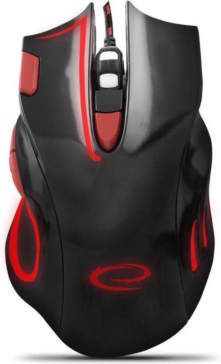 Optische USB Game Muis 7D Hawk met LED - 2400 DPI - Rood