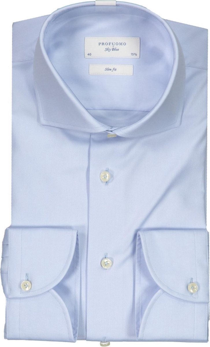 Profuomo   Overhemd Blauw  - Maat UK16-EU41 - Heren - Never out of stock Collectie -