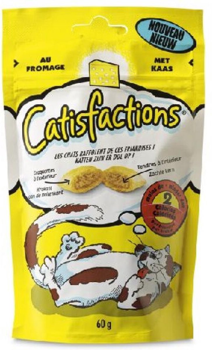 Catisfactions Kattensnoepjes 60 g - Kattensnack - 6 x Kaas