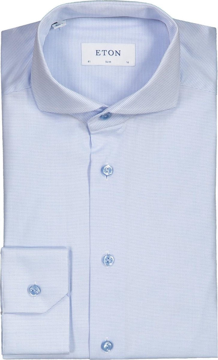 Eton  Overhemd Blauw Getailleerd - Maat UK15-EU38 - Heren - Herfst/Winter Collectie - Katoen