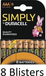 64 stuks (8 blisters a 8 st) Duracell AAA Batterijen