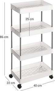 Nancy's Dillon Keukentrolley - Badkamertrolley - Keukenwagen - Op wieltjes - Wit - 40 x 22 x 86 cm